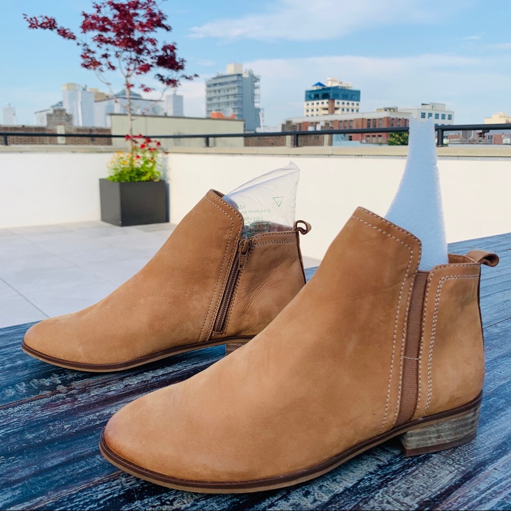ALDO NEW Camel Ombre Tan Leather Zip BlockHeel Chelsea Boots - Picture 7 of 16
